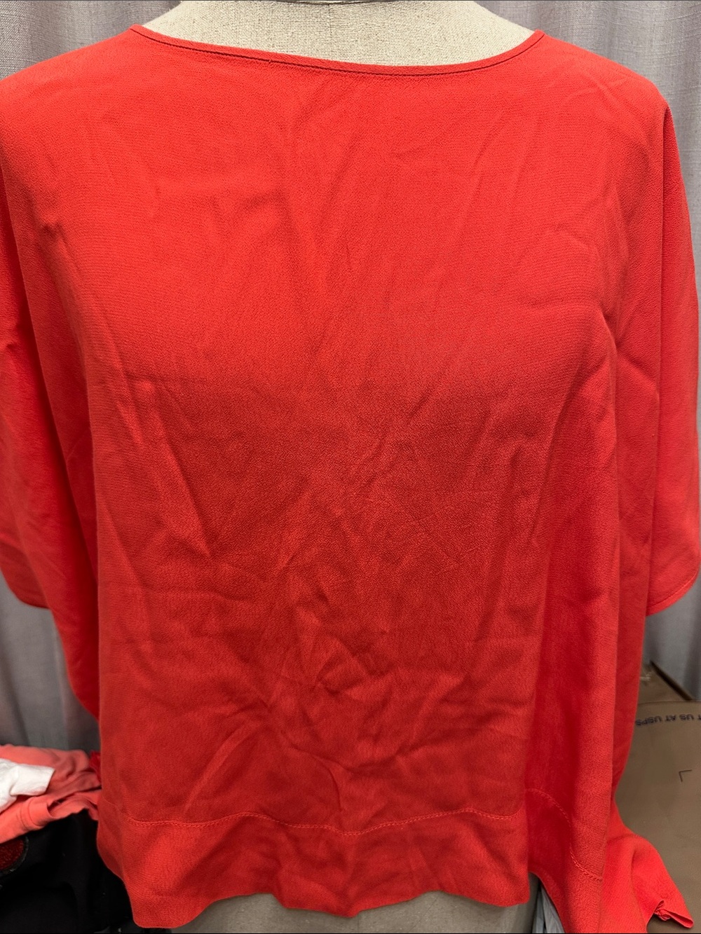 Diane Von Furstenberg Coral Red Short Sleeve Blouse